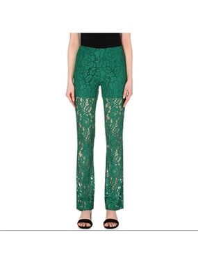 Sandro Paris Green Lace Flare Pants